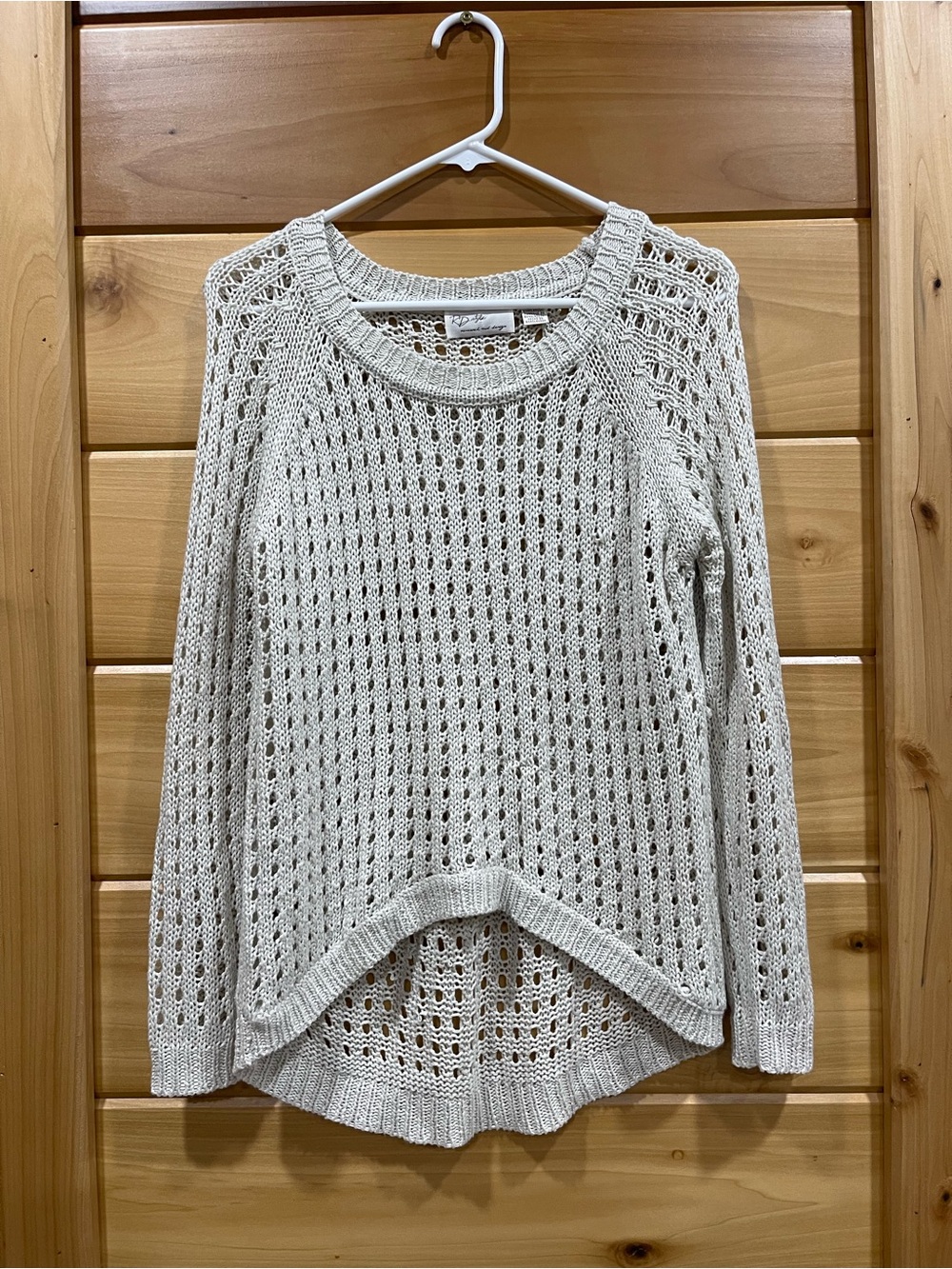 RD Style Cream Open-Weave Scoop Neck Sweater